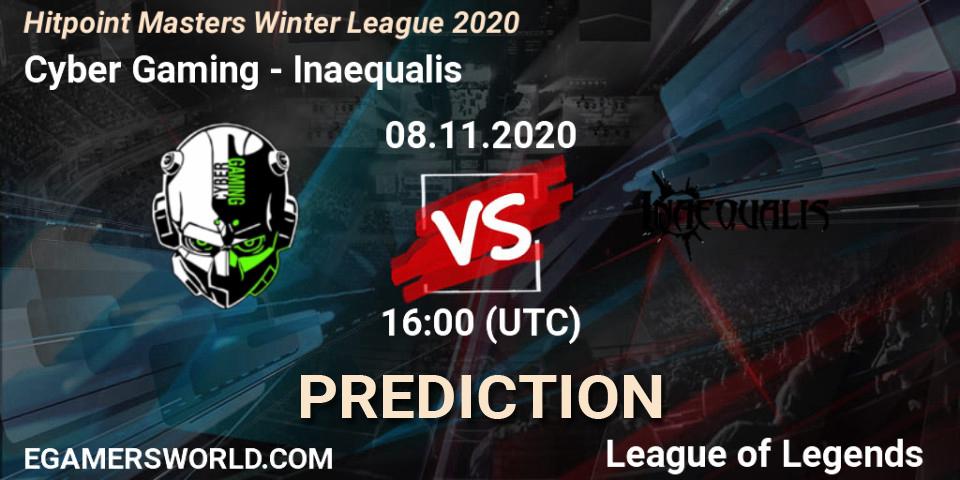 Cyber Gaming vs Inaequalis: Match Prediction. 08.11.2020 at 16:00, LoL, Hitpoint Masters Winter League 2020