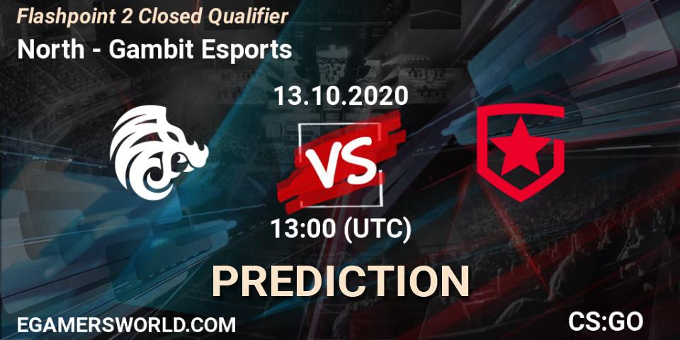 North vs Gambit Esports: Match Prediction. 13.10.2020 at 13:10, Counter-Strike (CS2), Flashpoint 2 Closed Qualifier