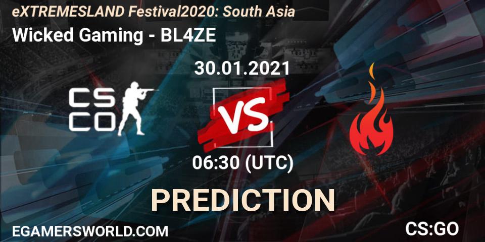 Wicked Gaming vs BL4ZE: Match Prediction. 30.01.2021 at 06:30, Counter-Strike (CS2), eXTREMESLAND Festival 2020: South Asia