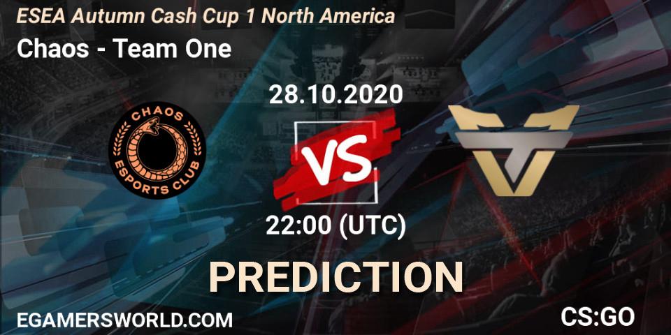 Chaos vs Team One: Match Prediction. 28.10.20, CS2 (CS:GO), ESEA Autumn Cash Cup 1 North America