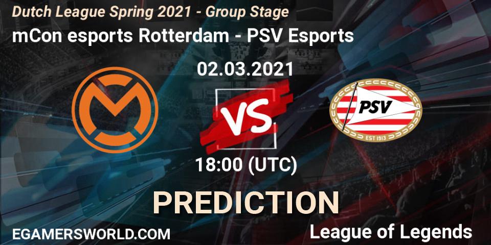 mCon esports Rotterdam vs PSV Esports: Match Prediction. 02.03.2021 at 18:00, LoL, Dutch League Spring 2021 - Group Stage