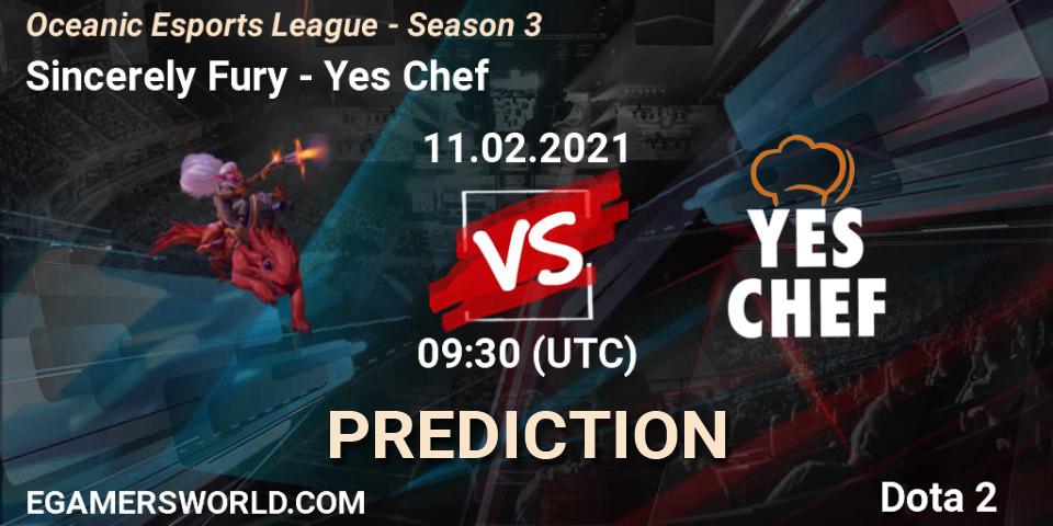 Sincerely Fury vs Yes Chef: Match Prediction. 11.02.2021 at 09:38, Dota 2, Oceanic Esports League - Season 3