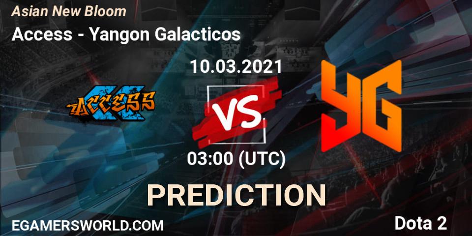 Access vs Yangon Galacticos: Match Prediction. 10.03.2021 at 03:10, Dota 2, Asian New Bloom