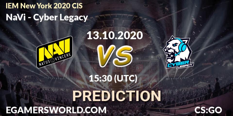 NaVi vs Cyber Legacy: Match Prediction. 13.10.2020 at 15:30, Counter-Strike (CS2), IEM New York 2020 CIS