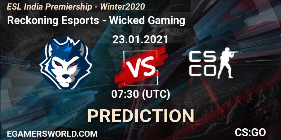 Reckoning Esports vs Wicked Gaming: Match Prediction. 23.01.2021 at 07:30, Counter-Strike (CS2), ESL India Premiership - Winter 2020