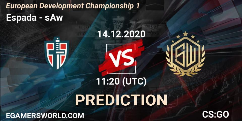 Espada vs sAw: Match Prediction. 14.12.20, CS2 (CS:GO), European Development Championship 1
