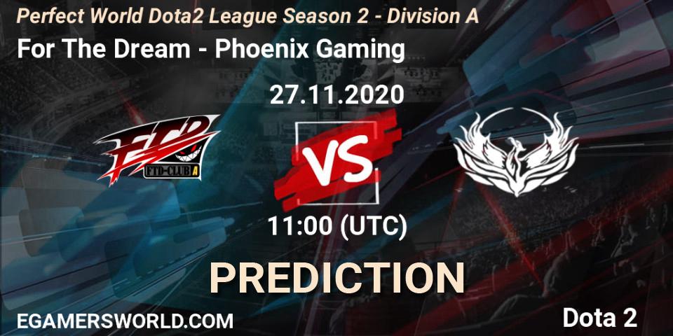 For The Dream vs Phoenix Gaming: Match Prediction. 27.11.20, Dota 2, Perfect World Dota2 League Season 2 - Division A