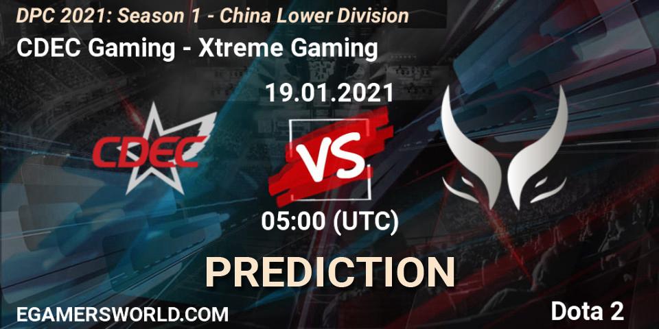 CDEC Gaming vs Xtreme Gaming: Match Prediction. 19.01.2021 at 05:01, Dota 2, DPC 2021: Season 1 - China Lower Division