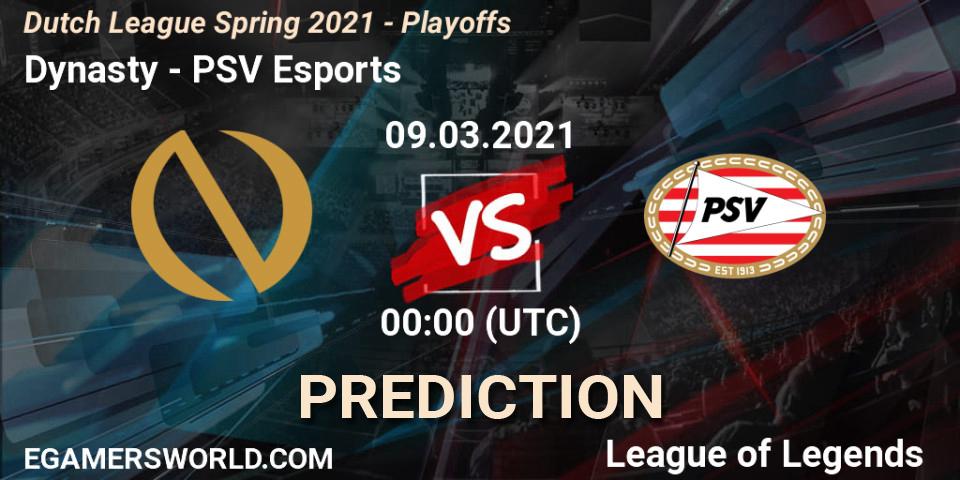 Dynasty vs PSV Esports: Match Prediction. 09.03.2021 at 18:00, LoL, Dutch League Spring 2021 - Playoffs