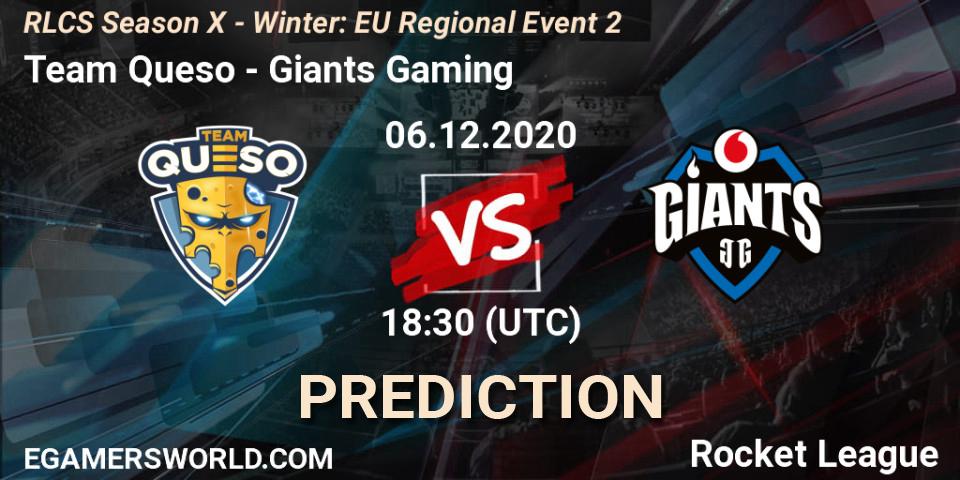 Team Queso vs Giants Gaming: Match Prediction. 06.12.2020 at 19:00, Rocket League, RLCS Season X - Winter: EU Regional Event 2