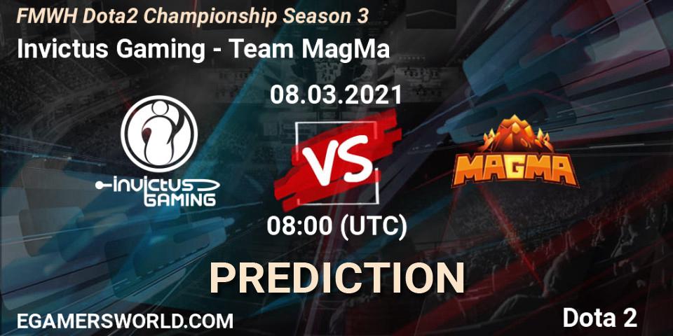 Invictus Gaming vs Team MagMa: Match Prediction. 06.03.2021 at 08:04, Dota 2, FMWH Dota2 Championship Season 3
