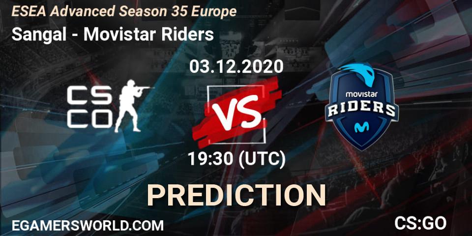 Sangal vs Movistar Riders: Match Prediction. 03.12.2020 at 15:15, Counter-Strike (CS2), ESEA Advanced Season 35 Europe