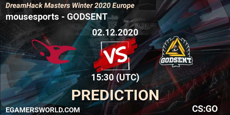 mousesports vs GODSENT: Match Prediction. 02.12.20, CS2 (CS:GO), DreamHack Masters Winter 2020 Europe