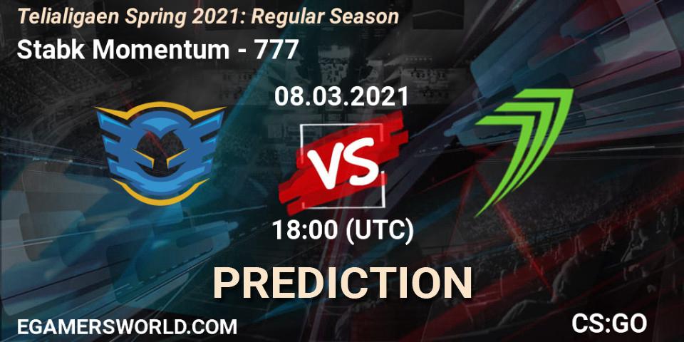 Stabæk Momentum vs 777: Match Prediction. 08.03.2021 at 18:00, Counter-Strike (CS2), Telialigaen Spring 2021: Regular Season