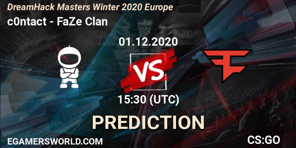 c0ntact vs FaZe Clan: Match Prediction. 01.12.2020 at 15:30, Counter-Strike (CS2), DreamHack Masters Winter 2020 Europe