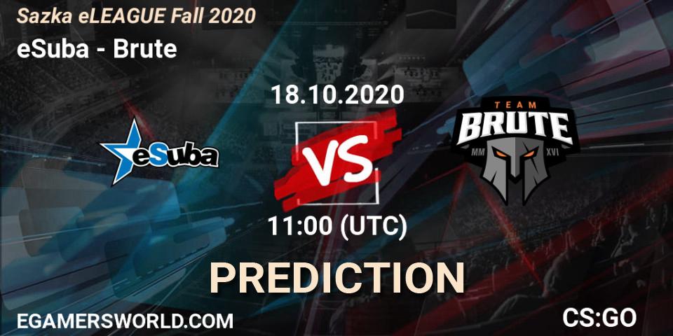eSuba vs Brute: Match Prediction. 18.10.2020 at 11:00, Counter-Strike (CS2), Sazka eLEAGUE Fall 2020