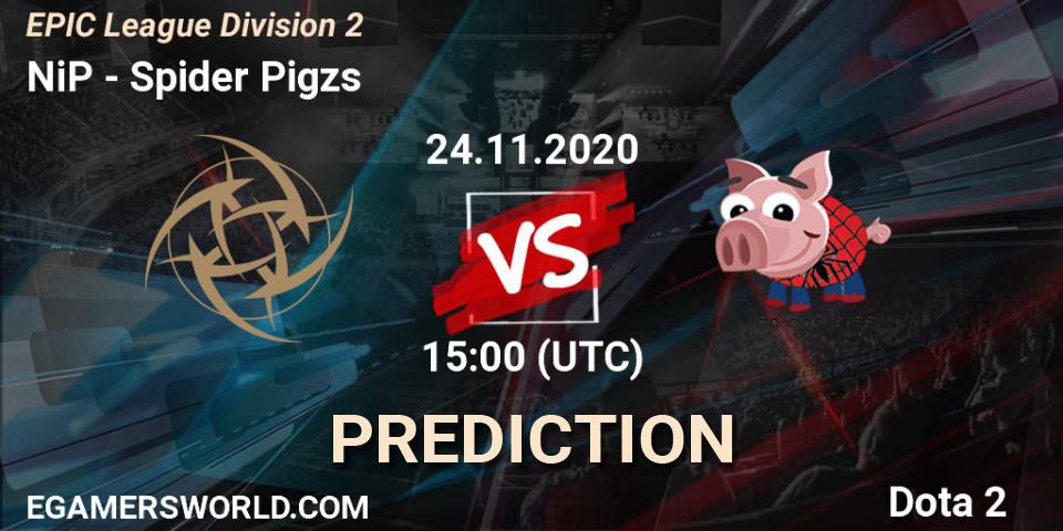 NiP vs Spider Pigzs: Match Prediction. 24.11.20, Dota 2, EPIC League Division 2