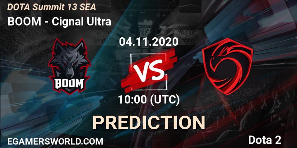 BOOM vs Cignal Ultra: Match Prediction. 04.11.2020 at 09:59, Dota 2, DOTA Summit 13: SEA