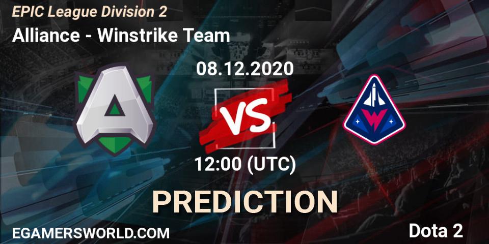 Alliance vs Winstrike Team: Match Prediction. 08.12.20, Dota 2, EPIC League Division 2
