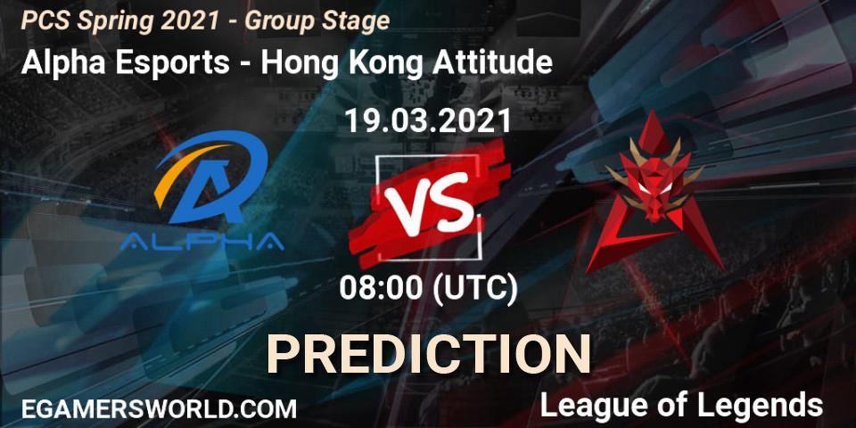 Alpha Esports vs Hong Kong Attitude: Match Prediction. 19.03.21, LoL, PCS Spring 2021 - Group Stage