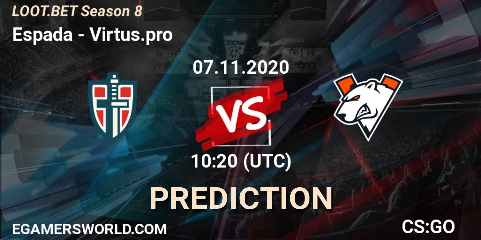 Espada vs Virtus.pro: Match Prediction. 07.11.2020 at 10:20, Counter-Strike (CS2), LOOT.BET Season 8