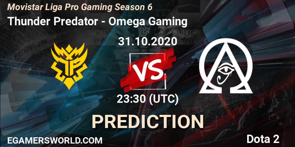 Thunder Predator vs Omega Gaming: Match Prediction. 31.10.2020 at 23:30, Dota 2, Movistar Liga Pro Gaming Season 6