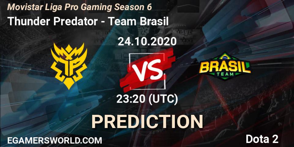 Thunder Predator vs Team Brasil: Match Prediction. 24.10.2020 at 23:01, Dota 2, Movistar Liga Pro Gaming Season 6