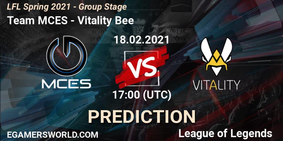 Team MCES vs Vitality Bee: Match Prediction. 18.02.21, LoL, LFL Spring 2021 - Group Stage