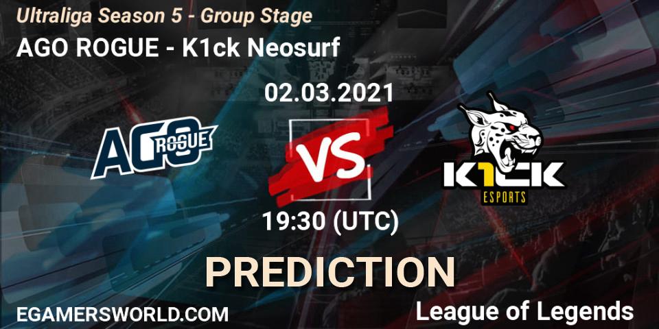 AGO ROGUE vs K1ck Neosurf: Match Prediction. 02.03.2021 at 19:30, LoL, Ultraliga Season 5 - Group Stage