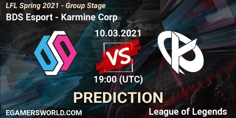 BDS Esport vs Karmine Corp: Match Prediction. 10.03.2021 at 19:00, LoL, LFL Spring 2021 - Group Stage