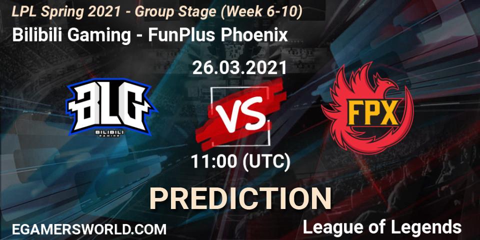 Bilibili Gaming vs FunPlus Phoenix: Match Prediction. 26.03.2021 at 11:00, LoL, LPL Spring 2021 - Group Stage (Week 6-10)