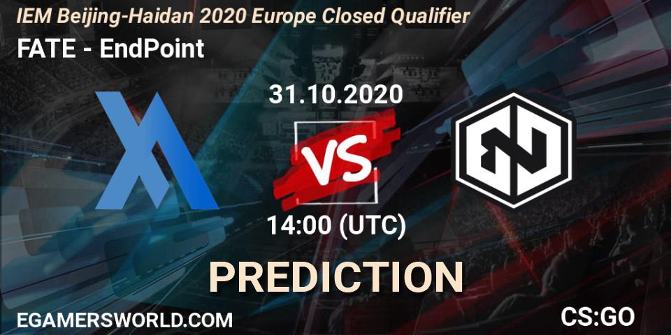 FATE vs EndPoint: Match Prediction. 31.10.2020 at 14:20, Counter-Strike (CS2), IEM Beijing-Haidian 2020 Europe Closed Qualifier