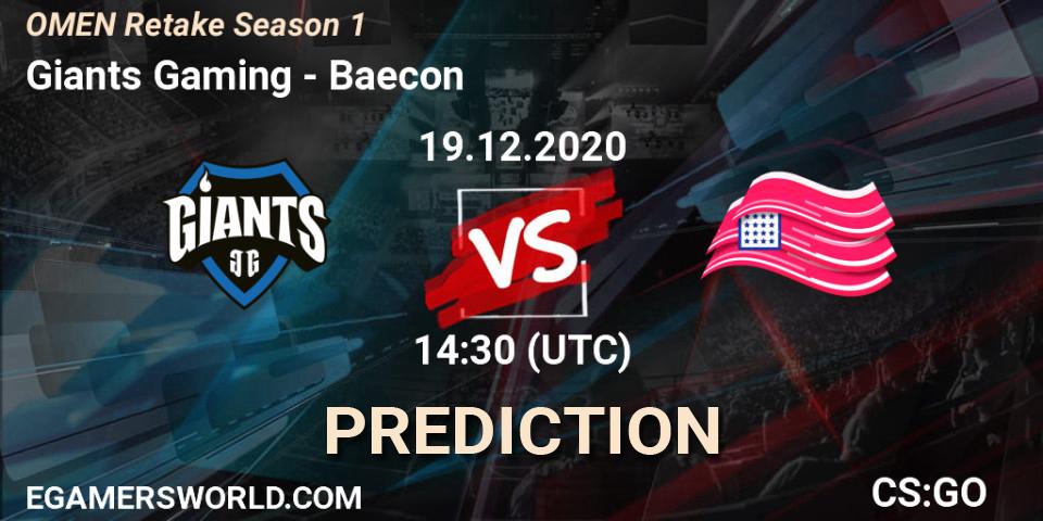 Giants Gaming vs Baecon: Match Prediction. 19.12.20, CS2 (CS:GO), OMEN Retake Season 1