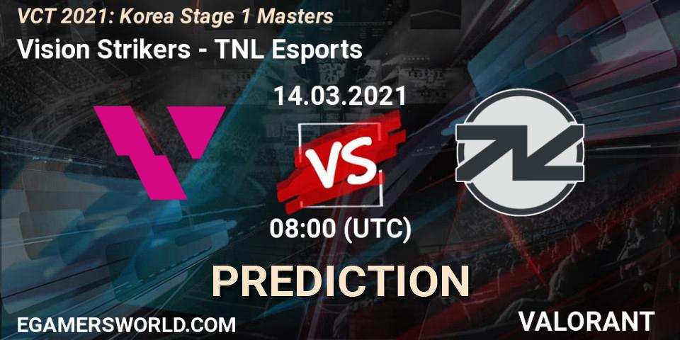 Vision Strikers vs TNL Esports: Match Prediction. 14.03.2021 at 08:00, VALORANT, VCT 2021: Korea Stage 1 Masters