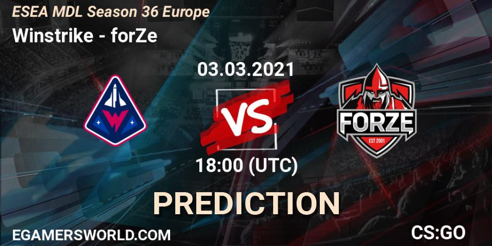 Winstrike vs forZe: Match Prediction. 03.03.21, CS2 (CS:GO), MDL ESEA Season 36: Europe - Premier division