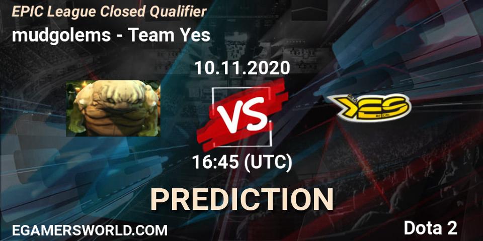 mudgolems vs Team Yes: Match Prediction. 10.11.2020 at 17:06, Dota 2, EPIC League Closed Qualifier