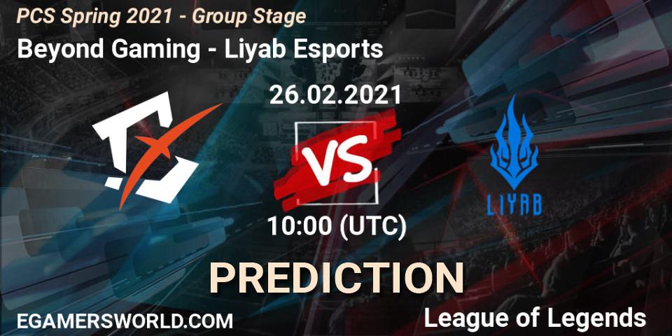 Beyond Gaming vs Liyab Esports: Match Prediction. 26.02.2021 at 13:30, LoL, PCS Spring 2021 - Group Stage