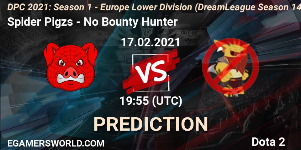 Spider Pigzs vs No Bounty Hunter: Match Prediction. 17.02.2021 at 21:06, Dota 2, DPC 2021: Season 1 - Europe Lower Division (DreamLeague Season 14)
