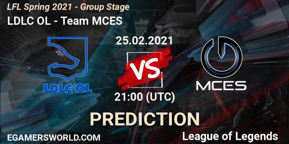 LDLC OL vs Team MCES: Match Prediction. 25.02.2021 at 21:00, LoL, LFL Spring 2021 - Group Stage