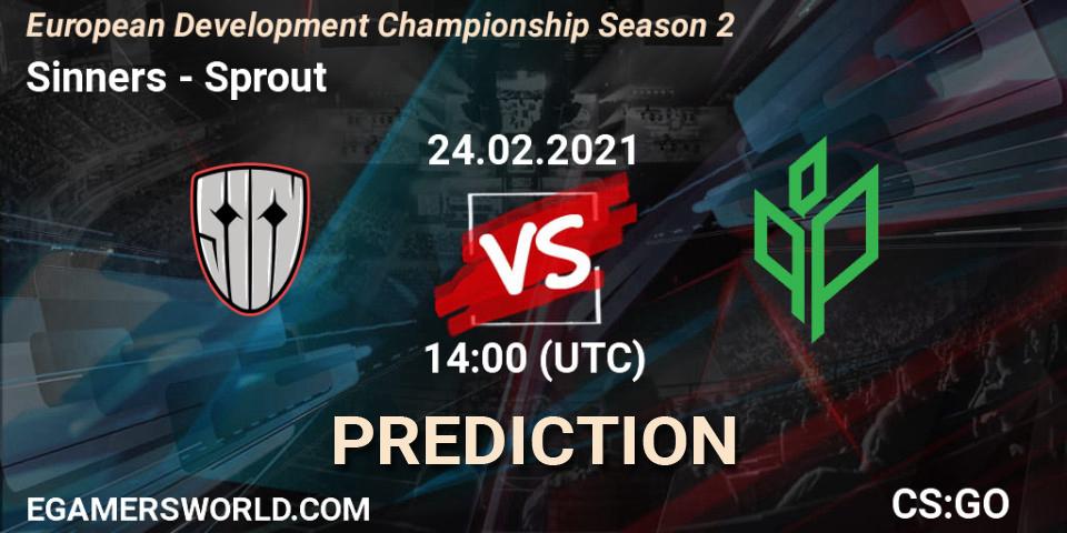Sinners vs Sprout: Match Prediction. 24.02.2021 at 14:00, Counter-Strike (CS2), European Development Championship Season 2