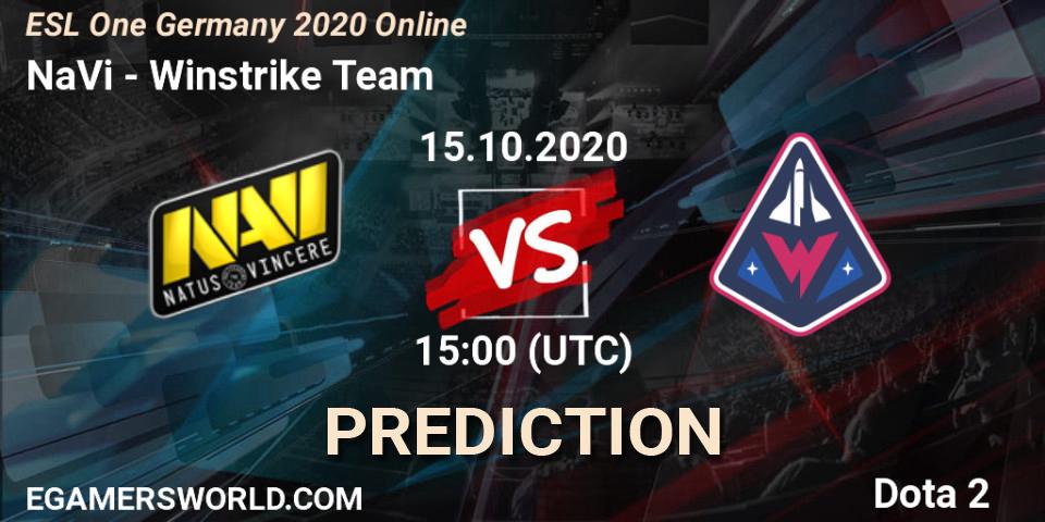 NaVi vs Winstrike Team: Match Prediction. 15.10.2020 at 15:35, Dota 2, ESL One Germany 2020 Online