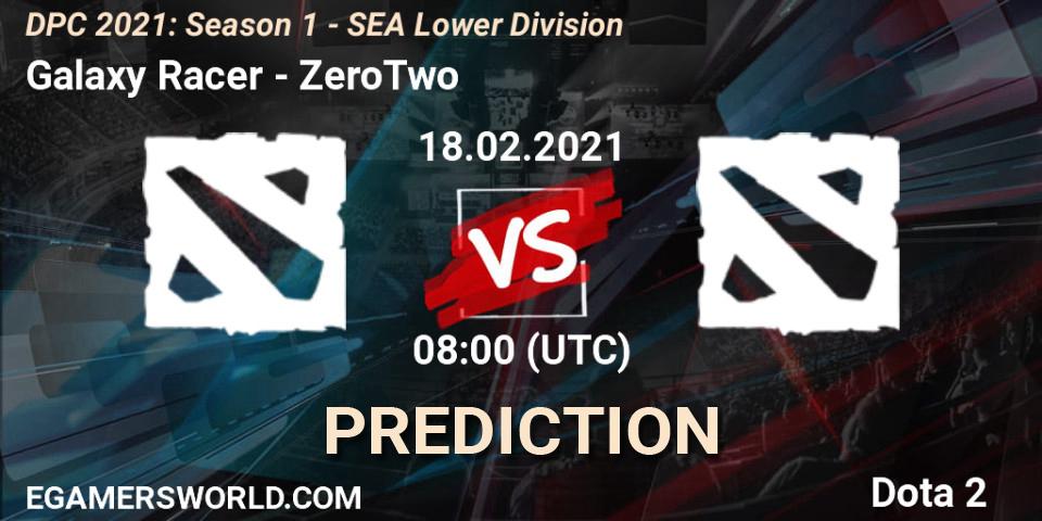 Galaxy Racer vs ZeroTwo: Match Prediction. 18.02.2021 at 07:23, Dota 2, DPC 2021: Season 1 - SEA Lower Division