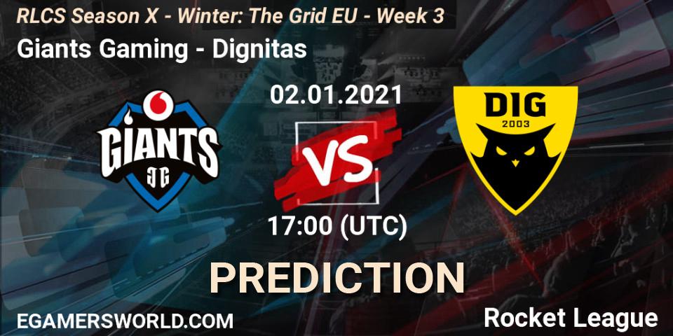 Giants Gaming vs Dignitas: Match Prediction. 02.01.2021 at 17:00, Rocket League, RLCS Season X - Winter: The Grid EU - Week 3