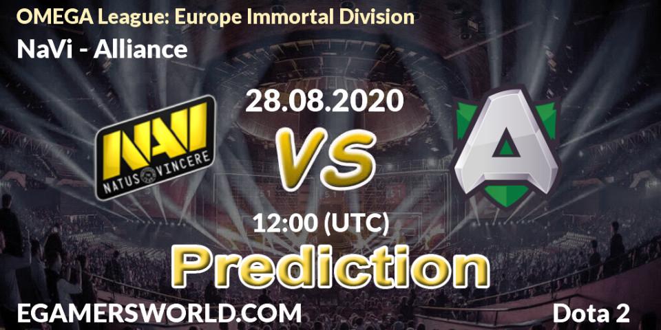 NaVi vs Alliance: Match Prediction. 28.08.20, Dota 2, OMEGA League: Europe Immortal Division