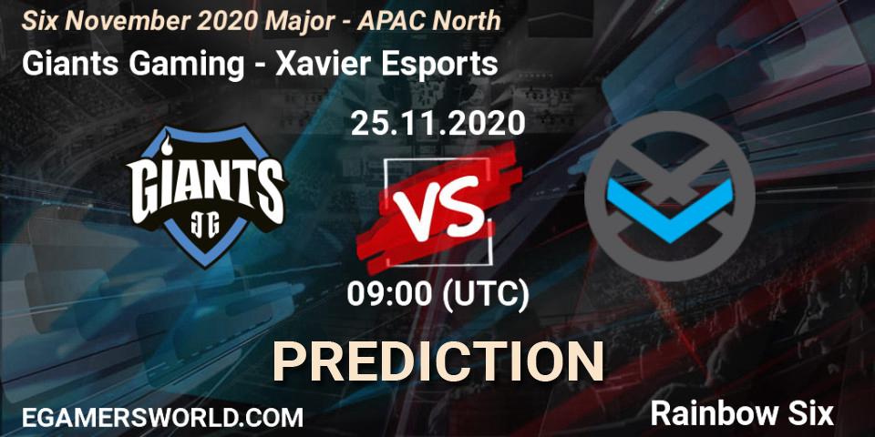Giants Gaming vs Xavier Esports: Match Prediction. 25.11.2020 at 12:30, Rainbow Six, Six November 2020 Major - APAC North