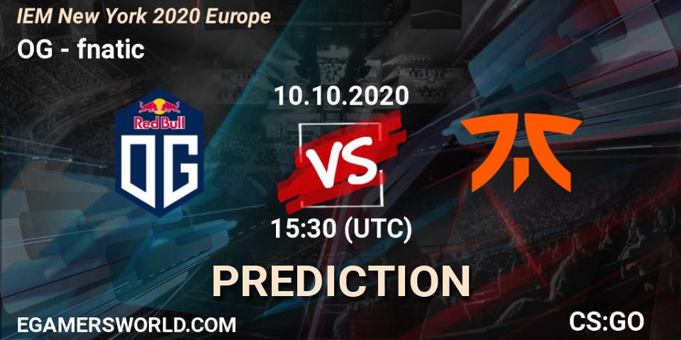 OG vs fnatic: Match Prediction. 10.10.2020 at 12:00, Counter-Strike (CS2), IEM New York 2020 Europe