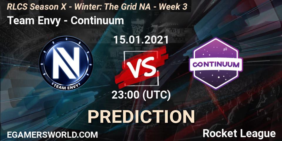 Team Envy vs Continuum: Match Prediction. 15.01.2021 at 23:00, Rocket League, RLCS Season X - Winter: The Grid NA - Week 3