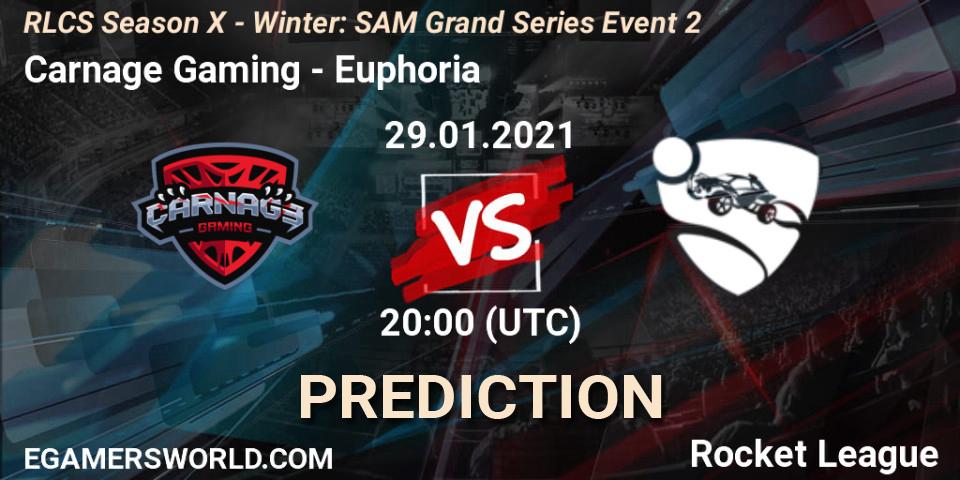 Carnage Gaming vs Euphoria: Match Prediction. 29.01.2021 at 20:00, Rocket League, RLCS Season X - Winter: SAM Grand Series Event 2