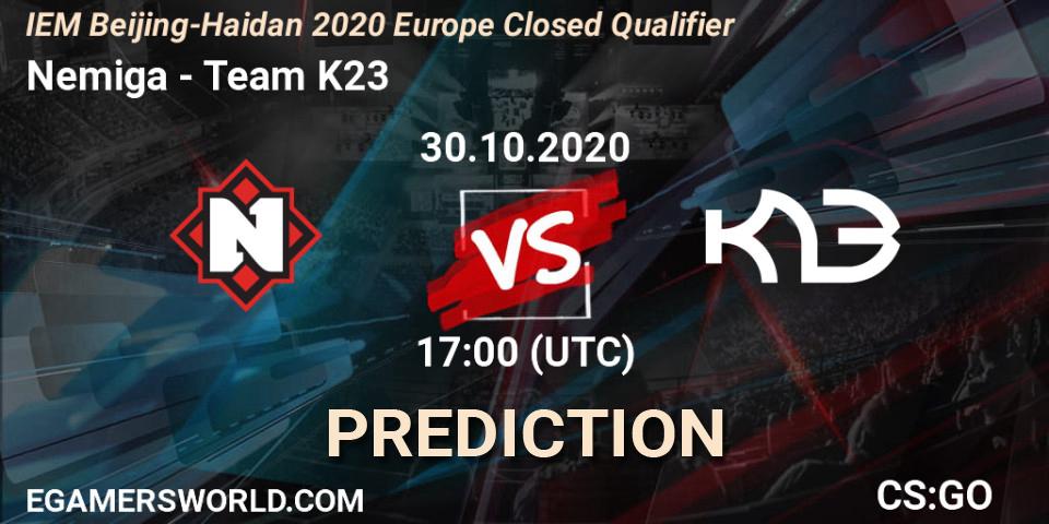 Nemiga vs Team K23: Match Prediction. 30.10.20, CS2 (CS:GO), IEM Beijing-Haidian 2020 Europe Closed Qualifier
