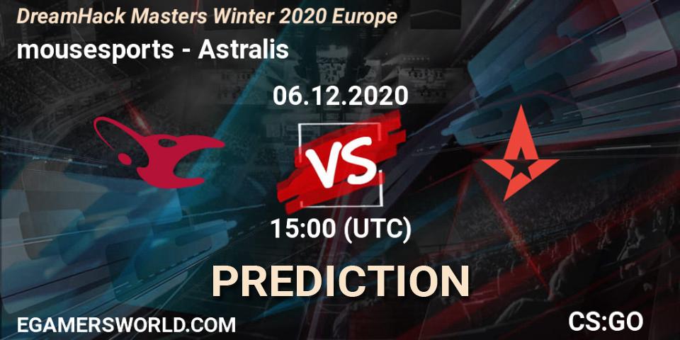 mousesports vs Astralis: Match Prediction. 06.12.2020 at 15:00, Counter-Strike (CS2), DreamHack Masters Winter 2020 Europe